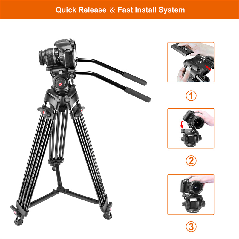 70.9 inch Video Tripod with 75mm Bowl Fluid Head K06