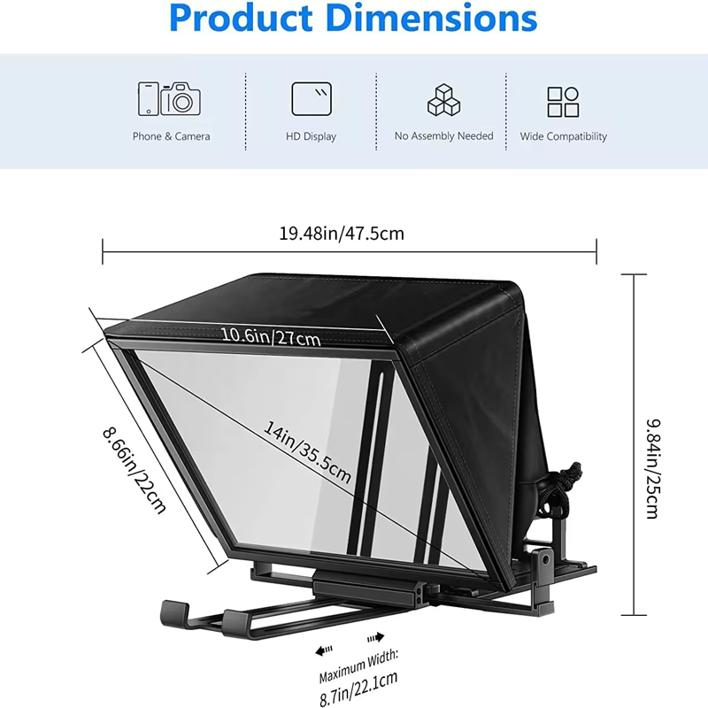 MagicLine-14-Foldable-Aluminum-Alloy-Teleprompter-Beam-Splitter-70-30-Glass6